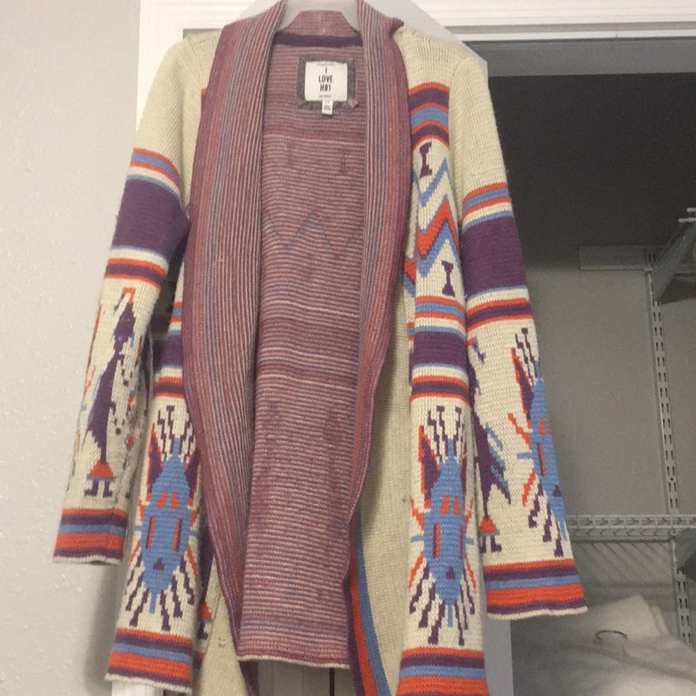 Wool tribal print cardigan